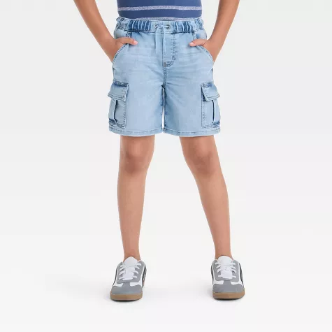 Boys At the Knee Pull-On Cargo Denim Shorts- Cat and Jack